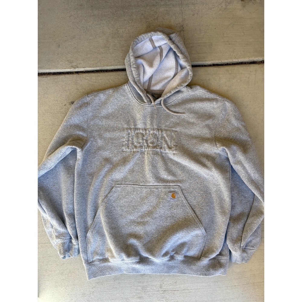 Carhartt Hoodie Sweatshirt Pullover Pocket Front Logo Gray